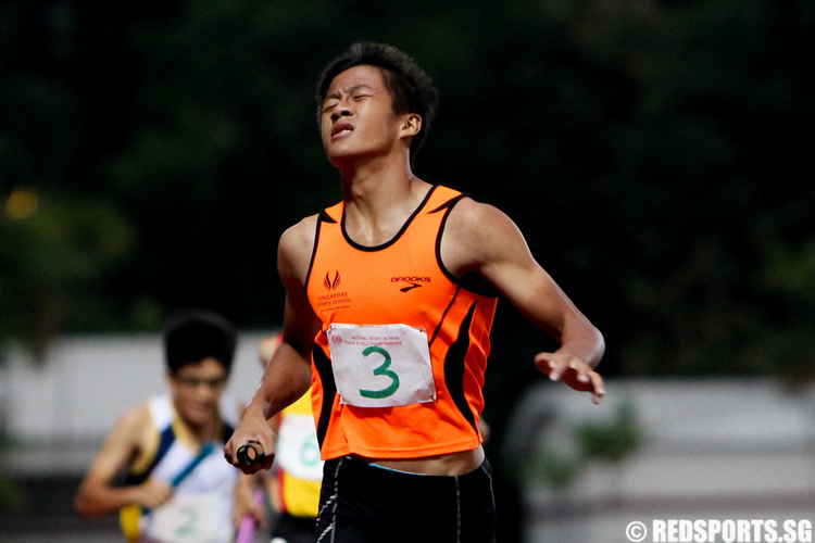 Singapore Sports School  finished second in a time of 3 minutes 44.69 seconds.