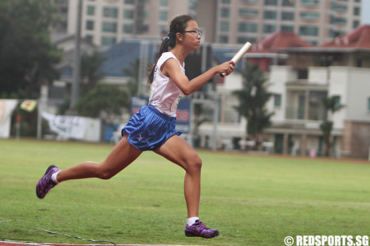 Nicole Tan Si Jie (#36) of CHIJ St Nicholas Girls'  in action during the C Division girls' 4x400m final. CHIJ took 5th with a timing of 4:35.63. 