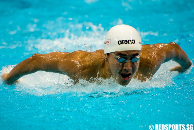 Quah Zheng Wen in action during the 200m butterfly final. (Photo 1 © Matthew Lau/Red Sports)