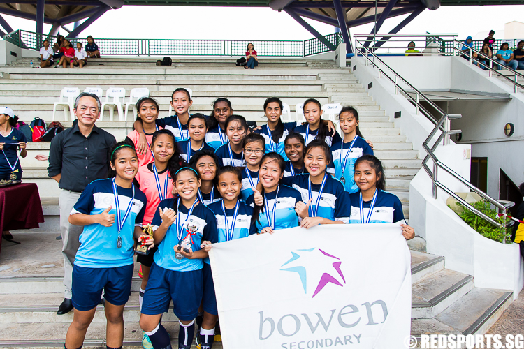 Bowen Secondary went down to Queensway Secondary  1–3 on penalty kicks to finish 2nd in the National B Division Girls Football Championship. (Photo 9 © Zachary Foo/Red Sports)