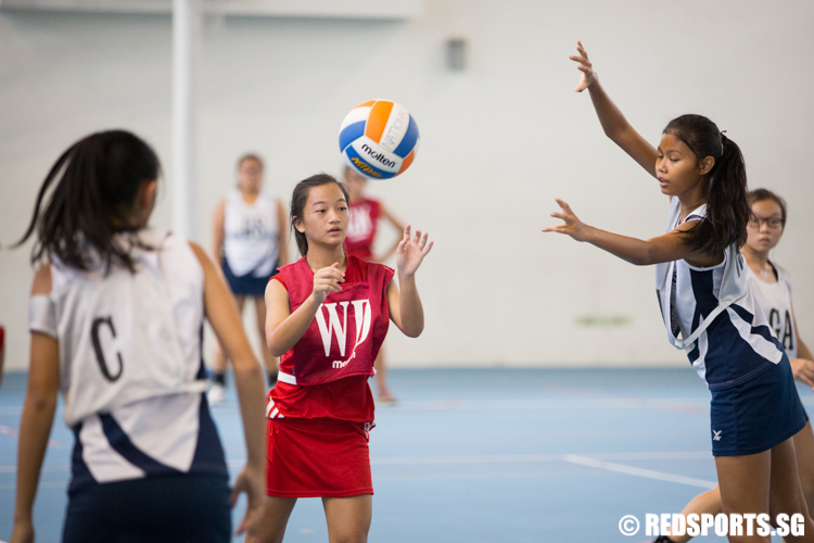Faith Yao (WD) of River Valley High School looks to pass the ball to her teammates. (Photo © Lee Jian Wei/Red Sports)