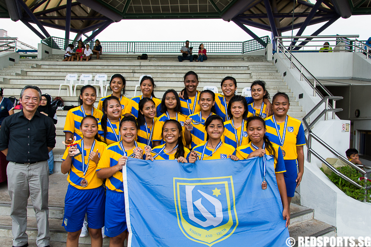 Woodlands Secondary went down 0–2 to Siglap Secondary to finish 4th in the B Division Girls Football Championship (Photo 7 © Zachary Foo/Red Sports)