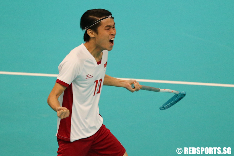 Lim Jian Hong (#70) of Singapore celebrates after scoring a goal for the team. (Photo © Lee Jian Wei/Red Sports)