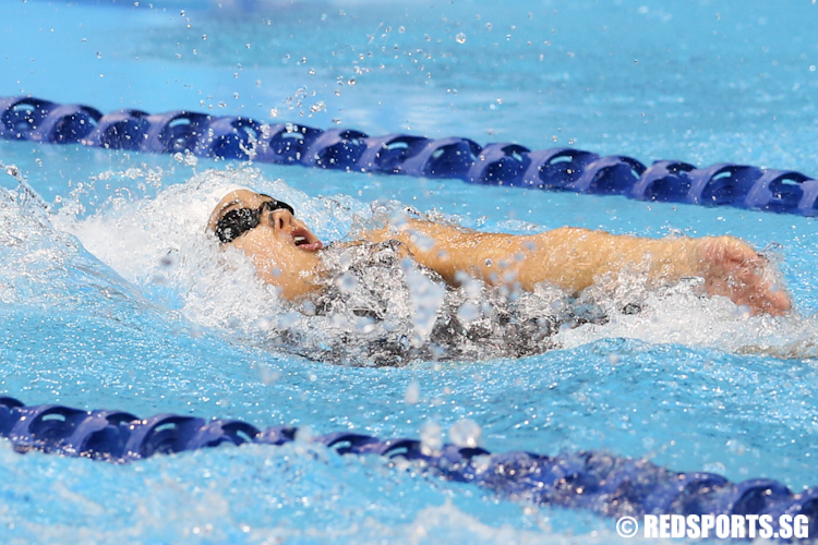 Hannah Quek of Singapore in action during the women's 100m backstroke finals. She came in sixth with a time of 1 minute and 5.83 seconds. (Photo © Lee Jian Wei/Red Sports)