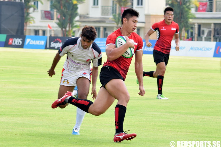 Samuel Teo (SG #10) scored two tries for his team. (Photo 3 © Laura Lee/Red Sports)