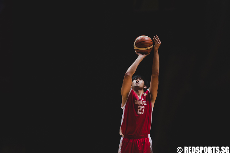 Delvin Goh (SIN #23) pulls up for the jumper during the game. (Photo 9 © Soh Jun Wei/Red Sports)