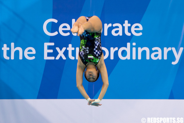 Freida Lim of  Singapore attempting her dive. she finished in third with a score of 251.70. (Photo 1 © Matthew Lau/Red Sports)