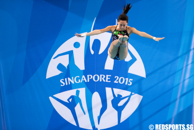 Freida Lim of  Singapore attempting her dive. she finished in third with a score of 251.70. (Photo 1 © Matthew Lau/Red Sports)