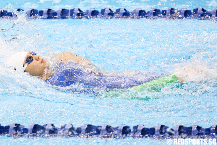 Tao Li in the 100m backstroke final. She took home the gold with a 1:02.67 timing. (Photo 1 © Matthew Lau/Red Sports)