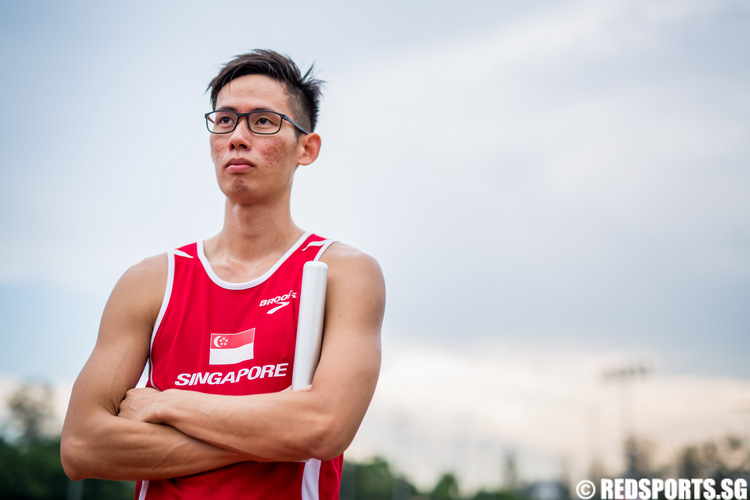 Singapore athlete and Southeast Asian Games hopeful Seow Yeong Yang pose for a portrait at the Kallang Practice Track at the Singapore Sports Hub on May 2, 2015.