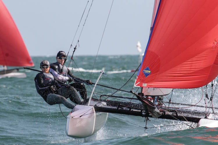 Denise Lim and Justin Liu at the ISAF Sailing World Cup held in Qingdao. (Photo courtesy of ISAF)