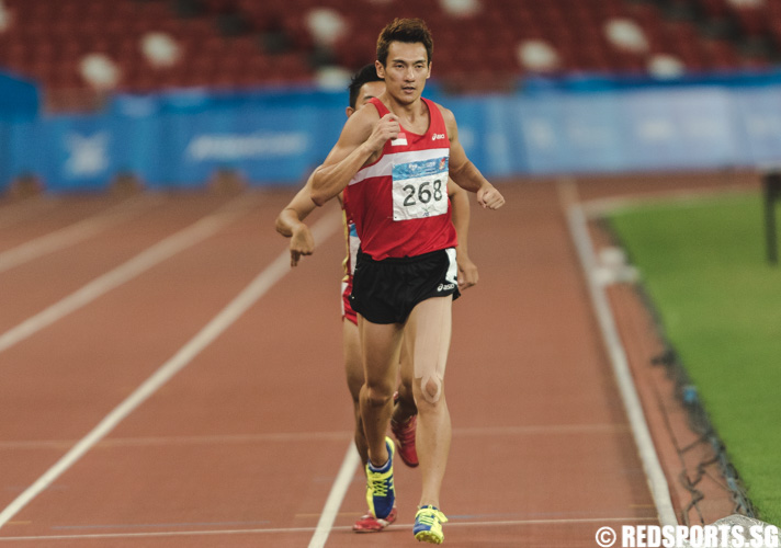 Zac Leow (SIN #268) in the last lap of the men's T37 1500m at the 8th ASEAN Para Games. (Photo 6 © Soh Jun Wei/Red Sports)