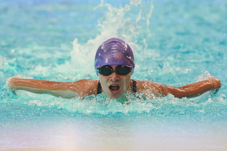 Jessiree Kwok in action during the girls' 11-12 200m butterfly. She finished third in the 11 year old group with a final timing of 2:45.42. (Photo © Soh Jun Wei/Red Sports)