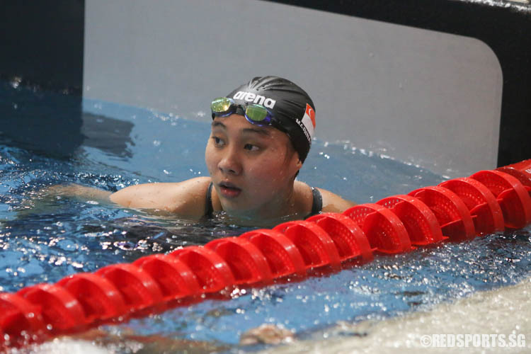 Marina Chan, 19, leaves the pool after her 50m butterfly race. She finished second in the open category with a timing of 28.37. (Photo 8 © Chua Kai Yun/Red Sports)