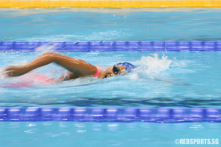 Ashley Lim, 11, in action during the women's 800m freestyle event at the 47th Singapore National Age Group Swimming Championships. She finished first in the 11-12 age group with a timing of 9:45.79. (Photo 12 © Chua Kai Yun/Red Sports)