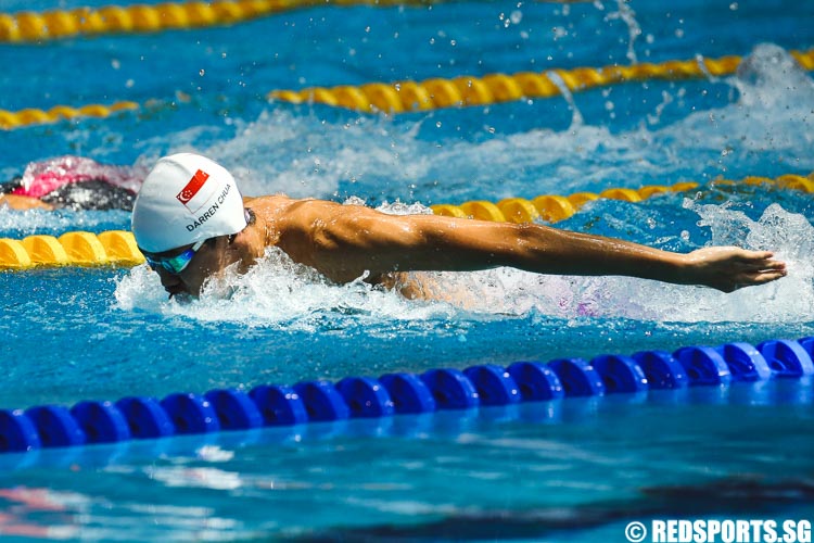 Darren Chua swimming in the butterfly leg of his 13 and over 200m IM prelims at the 47th Singapore National Age Group Swimming Championships. (Photo © Soh Jun Wei/Red Sports)