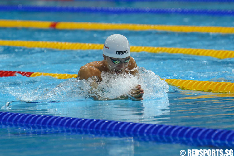 Lionel Khoo in action during his 13 and over 200m breaststroke prelims at the 47th Singapore National Age Group Swimming Championships. (Photo © Soh Jun Wei/Red Sports)