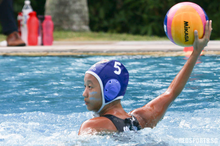 Andrea Low (#5) of Raffles Institution fires a shot. (Photo 8 © Chua Kai Yun/Red Sports)