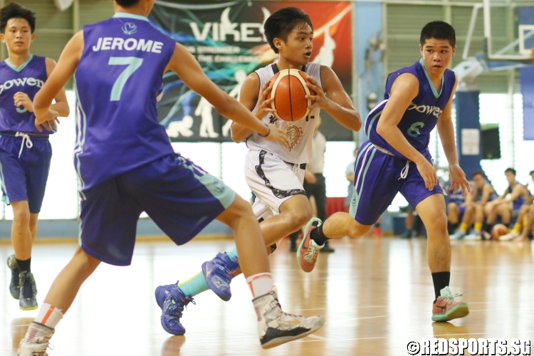 Reuben Amado (NV #12) weaving through the defense as he drives to the hoop. (Photo  © Dylan Chua/Red Sports)