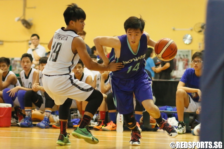 Wilbur Tan (Bowen #14) blowing past his defender to the basket. (Photo  © Chan Hua Zheng/Red Sports)