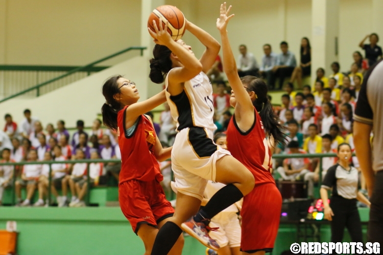 Yeo Ding Xin (ZHS #11) rising up for a shot over her defender. She finished with 11 points in the game. (Photo  © Chan Hua Zheng/Red Sports) 