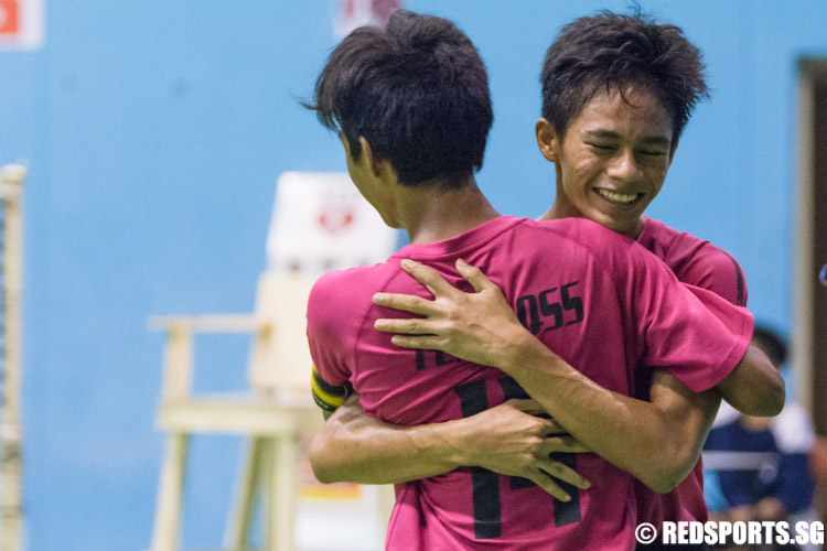 Players of Queensway celebrate after their win against Woodlands. (Photo 5 © Jerald Ang/Red Sports)