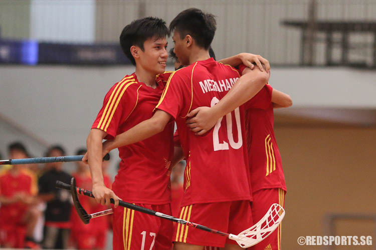 Bukit Merah players sharing a moment after they scored their third goal. (Photo © Chua Kai Yun/Red Sports)