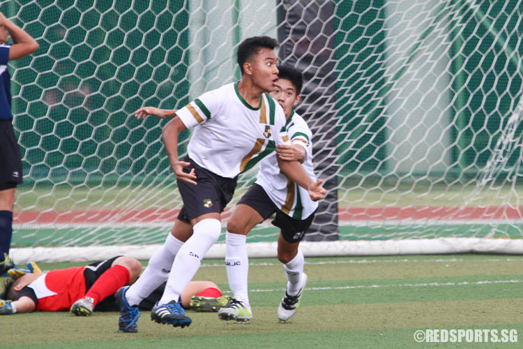 Syafiq (SRJC #25) reacts after scoring the first goal for his team. (Photo © Chua Kai Yun/Red Sports)