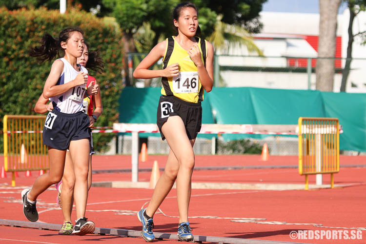 Ng Qi Hui (#146, VJC) came in seventh with a timing of 12:48.46. (Photo © Chua Kai Yun/Red Sports)