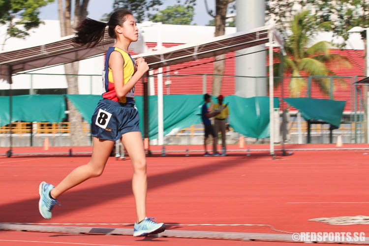 Chailyn Ong (#161, ACJC) came in 14th with a timing of 14:58.75. (Photo © Chua Kai Yun/Red Sports)