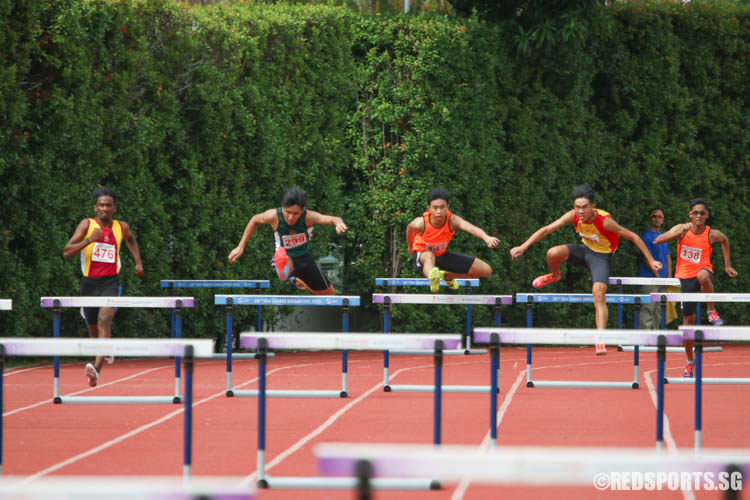 Athletes in action during the B-Boys 400m Hurdles event. (Photo © Chua Kai Yun/Red Sports)