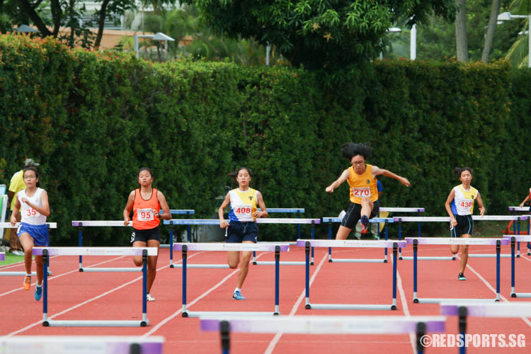 Athletes in action during the B-Girls 400m Hurdles event. (Photo © Chua Kai Yun/Red Sports)