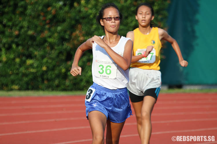 Jolene Tan (#36) of CHIJ St Nicholas Girls') emerged third after finishing with a timing of 09:27.41. (Photo © Chua Kai Yun/Red Sports)