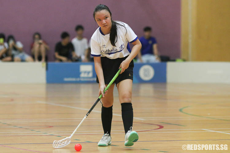 Verity Lua (CJC #5) scored the last goal for CJC in a penalty shoutout. (Photo © Chua Kai Yun/Red Sports)