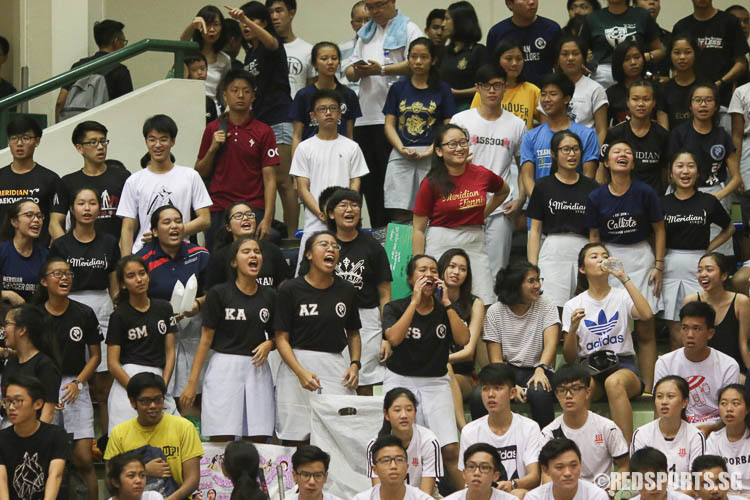MJC supporters cheering their players on after the match. (Photo © Chua Kai Yun/Red Sports)