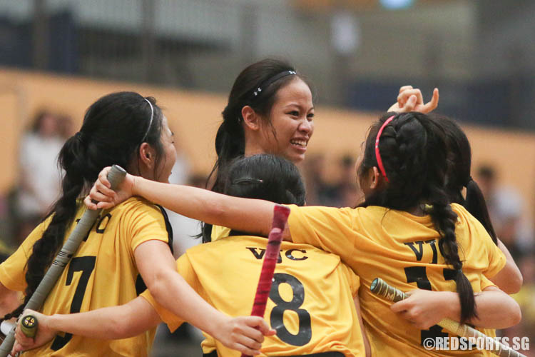 VJC players celebrate their second goal. (Photo © Chua Kai Yun/Red Sports)