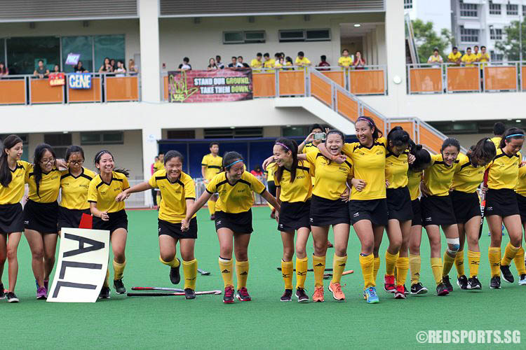 The VJC team celebrating after the final whistle. (Photo © Ryan Lim/Red Sports)