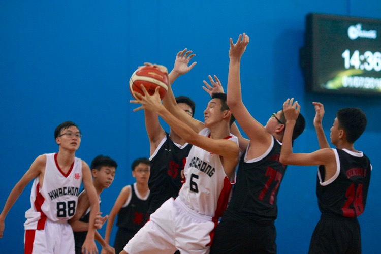 HCI (white) had a comfortable 82-8 win over Zhenghua to improve to a 2-0 win-loss record. (Photo © Les Tan/Red Sports)