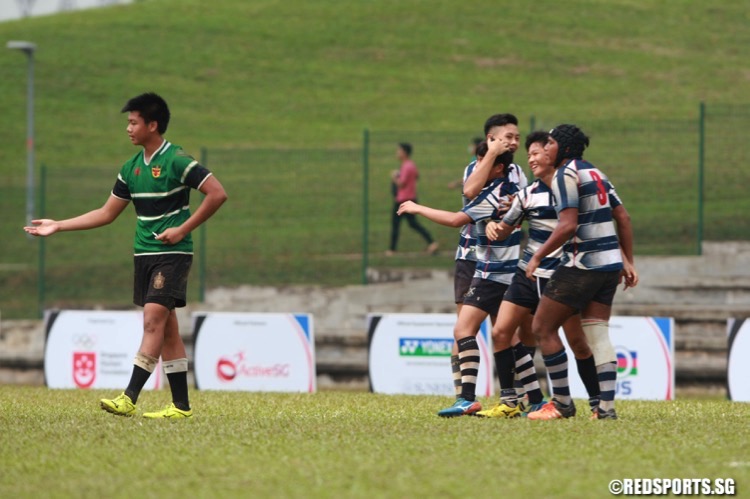 SYOF Rugby: St Andrew's beat RI 5-0 to win the U-16 final. (Photo © Les Tan/Red Sports)