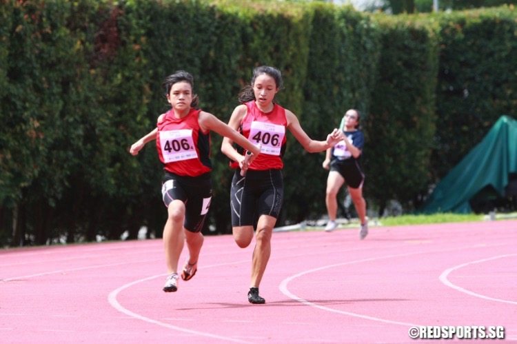 The Singapore Sports School quartet won the U-19 4x100m race in a time of 50.59s. Dunman High were second in 55.77s while  St Anthony's Canossian were third in 56.96s. (Photo © Les Tan/Red Sports)  