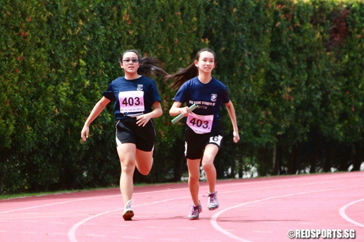 The Singapore Sports School quartet won the U-19 4x100m race in a time of 50.59s. Dunman High were second in 55.77s while  St Anthony's Canossian were third in 56.96s. (Photo © Les Tan/Red Sports)  