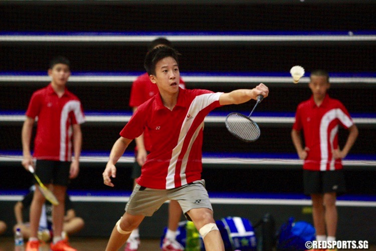 In the 1st Singles of the U-15 final, Guo Jia Jun of Team Nameless beat Kubo Junsuke of Singapore Sports School 2-1 ( 10-11, 11-10, 11-5). (Photo © Les Tan/Red Sports)