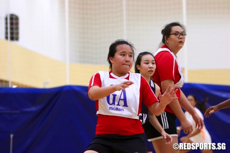 ITE (red) defeated NYP 46-37 to finish with a 2-3 win-loss record in the POL-ITE Netball Championship. (Photo © Les Tan/Red Sports)
