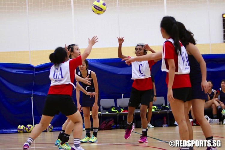 ITE (red) defeated NYP 46-37 to finish with a 2-3 win-loss record in the POL-ITE Netball Championship. (Photo © Les Tan/Red Sports)