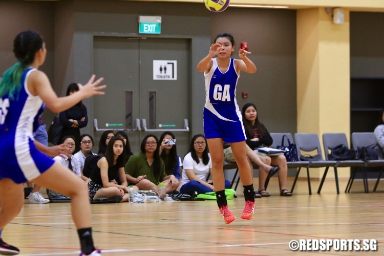 Ngee Ann Poly (blue) swept past Singapore Poly 69-20 to win their fourth POL-ITE Netball Championship in a row. (Photo © Les Tan/Red Sports)