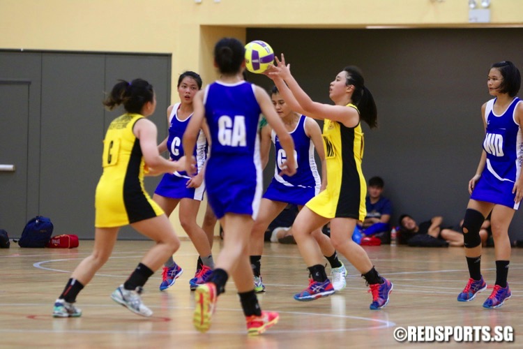 Ngee Ann Poly (blue) swept past Singapore Poly 69-20 to win their fourth POL-ITE Netball Championship in a row. (Photo © Les Tan/Red Sports)