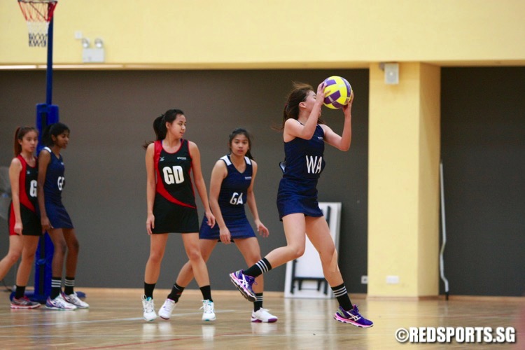 TP (red/black) defeated NYP 67-21 to remain undefeated in the POL-ITE Netball Championship. (Photo © Les Tan/Red Sports)