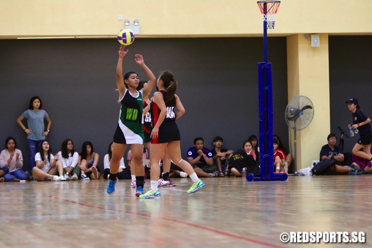 Temasek Poly (red/black) defeated Republic Poly 46-41 to finish second in the POL-ITE Netball Championship. (Photo © Les Tan/Red Sports)