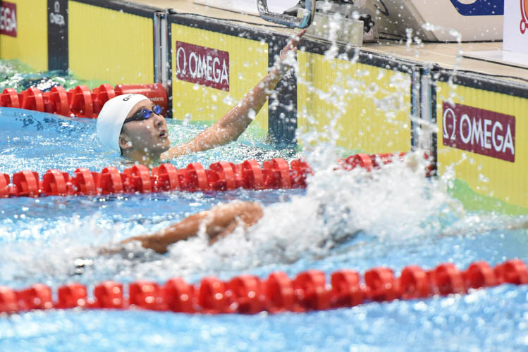 Quah Jing Wen finished second in the women's 200m freestyle with a time of 2:03.10 on the first day of the 13th Singapore National Swimming Championship. (Photo © Stefanus Ian/Red Sports)