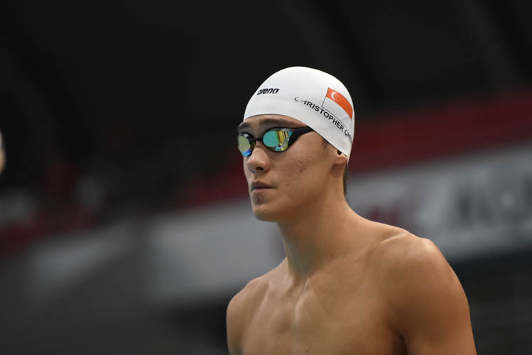 Christopher Cheong preparing himself for the men's 200m breaststroke final. He placed sixth with a time of 2:26.45.(Photo © Stefanus Ian/Red Sports)